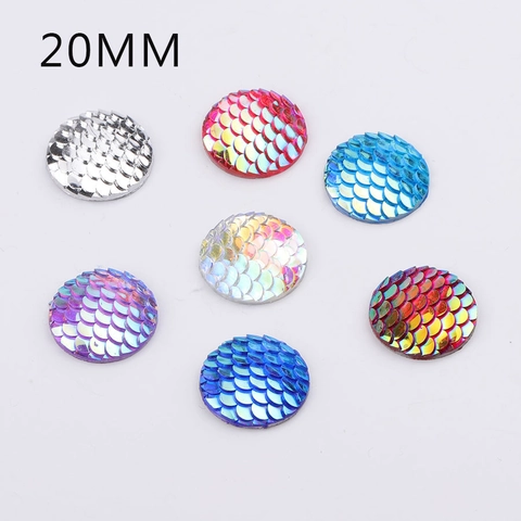 Round Mermaid Fish Scale Resin Cabochons Iridescent AB Color Flatback DIY Jewelry Making Craft Supplies Findings