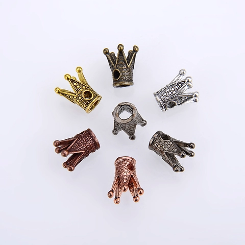 Retro Alloy Crown Beads For DIY Bracelet Necklace Crafts Vintage Metal Spacer Beads Accessories Crown Jewelry Findings