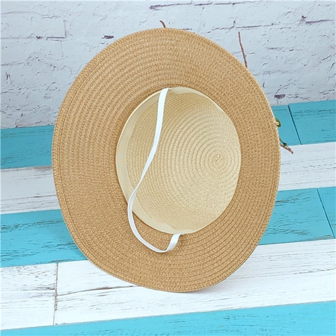 Women Straw Sun Hat Wide Brim Floral Wreath Summer Beach Vacation Pastoral Color Blocked Foldable