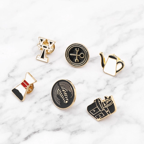 Retro Kaffee Serie Emaille Brosche Kaffeetasse Kanne Portafilter Maschinen Griff Lustige Metall Pin Für Täglichen Schmuck