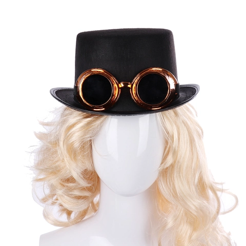 Steampunk Hoge Hoed Met Decoratieve Retro Goggles Vilt Kostuum Feest Cosplay Victoriaanse Stijl