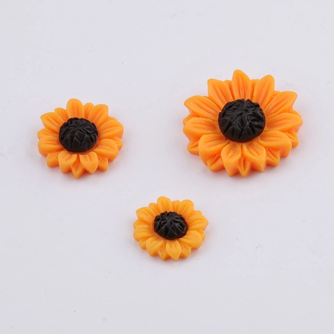 Sonnenblume Harz Blume DIY Zubehör Für Schmuckherstellung Und Haardekor Flatback Orange Gelb Floral