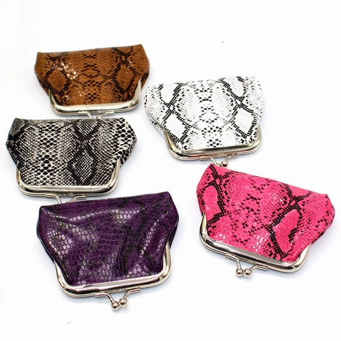 Vintage Kussverschluss Münzbörse PU Leder Schlangenmuster Mini Retro Metallverschluss Kleingeldtasche Für Damen Kleines Geschenk