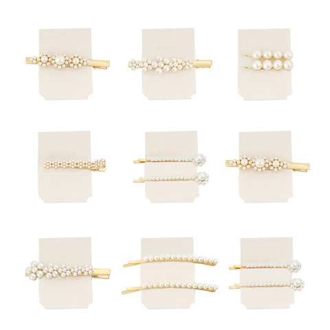 Elegant Artificial Pearl Hair Clips For Women Girls Zinc Alloy Gold Metal Rhinestone Barrette Korean Ins Style Hairpins