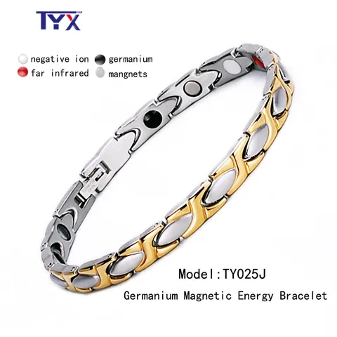 Bracciale Energetico per Magnetoterapia in Acciaio Inossidabile per Uomo Donna Salute Germanio Anione Bracciale a Catena Gioielli