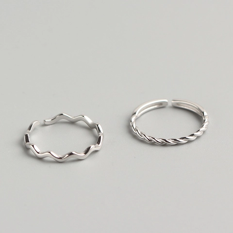 925 Sterling Silber Verstellbare Ringe Wellen Twist Design Minimalistischer Fingerschmuck Damen