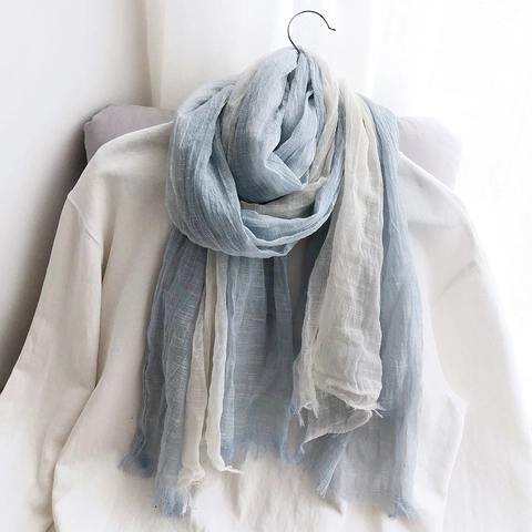 Sciarpa Donna Leggera in Misto Cotone a Blocchi di Colore Protezione Solare Morbida con Nappe Bandana per Spiaggia Viaggio Quotidiano