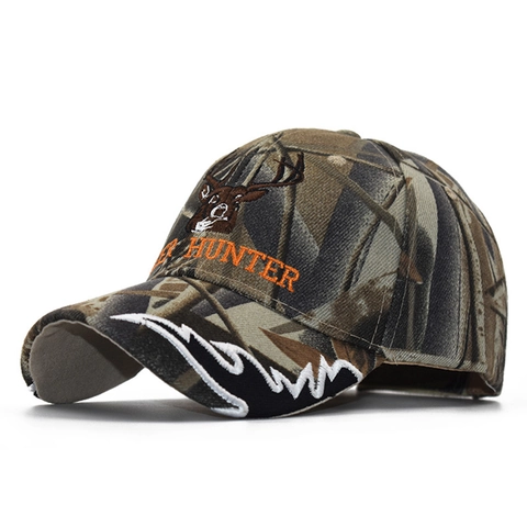 Gorra De Béisbol De Algodón Camuflaje Bordado Cabeza De Ciervo Caza Sombrero De Sol Ajustable
