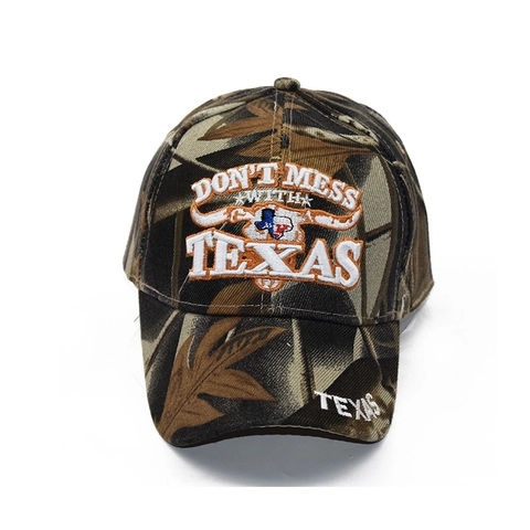 Camouflage Baseball Cap Embroidered Texas Map Flag Adjustable Outdoor Cotton Acrylic Vintage Style Curved Brim Hat