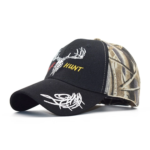 Men Outdoor Hunting Baseball Cap With Deer Skull Embroidery Camouflage Pattern Adjustable Cotton Retro Sport Hat