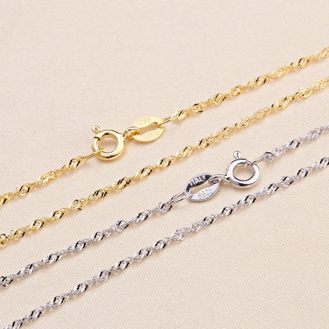925 Sterling Silver Necklace Chain For Pendants Water Wave Snake Wheat Style Link Chain Rope Style Italy Hallmark