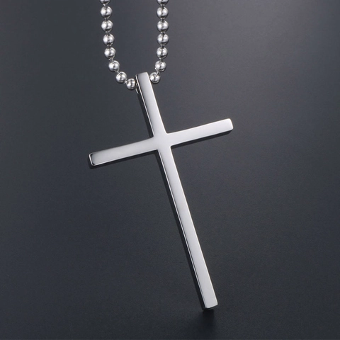 Collar Con Colgante De Cruz De Acero Inoxidable Pulido Minimalista Joyas Religiosas Para Hombre Y Mujer