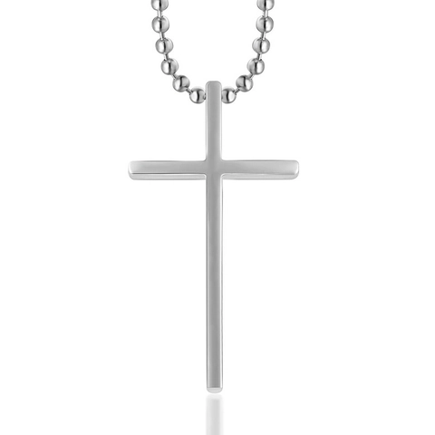 Collar Con Colgante De Cruz De Acero Inoxidable Pulido Minimalista Joyas Religiosas Para Hombre Y Mujer