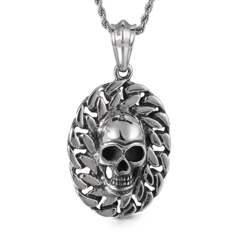 Pendente Teschio Retro Acciaio Inossidabile 316L Vintage Punk Gotico Gioielli Biker Bordo Catena Uomo Accessorio