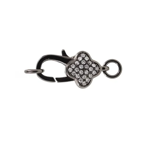 Cierre De Langosta De Trébol Con Circonia Micro Pavé Conector De Joyería De Cobre Para Hacer Joyas DIY Estilo Vintage