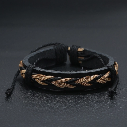 Herren Geflochtenes Armband Vintage PU Leder Hanfseil Gewebt Verstellbar Lässiges Armband Schmuck