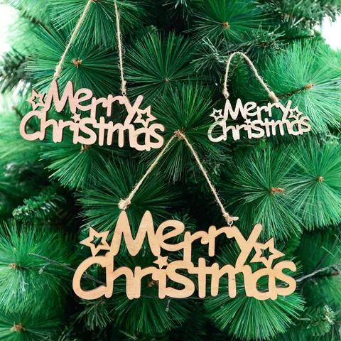Addobbo Appeso Merry Christmas In Legno Lettera Intagliata Con Stella Decorazione Per Albero Di Natale Festa Segno