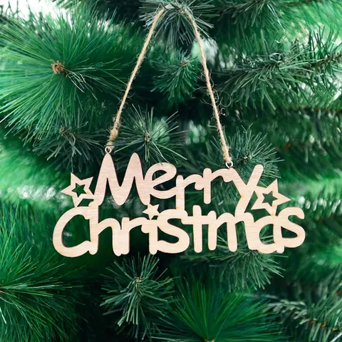 Addobbo Appeso Merry Christmas In Legno Lettera Intagliata Con Stella Decorazione Per Albero Di Natale Festa Segno