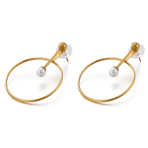 Orecchini A Cerchio Geometrici Acciaio Inossidabile Barra Verticale Perla Artificial Conchiglia Goccia Gioielli Moda Moderna Minimalista Donna