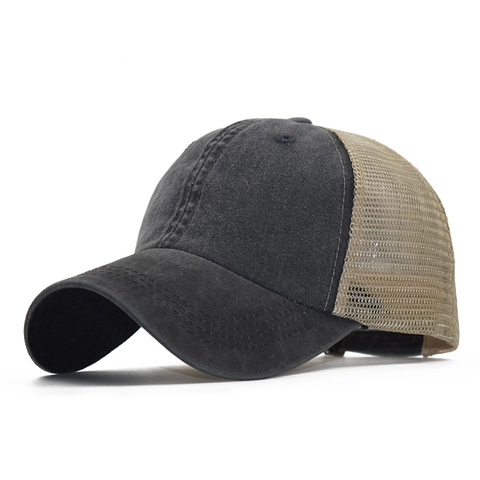 Cappello Trucker Cotone Lavato Rete Traspirante Regolabile Vintage Distressed Berretto Da Baseball Uomo Donna