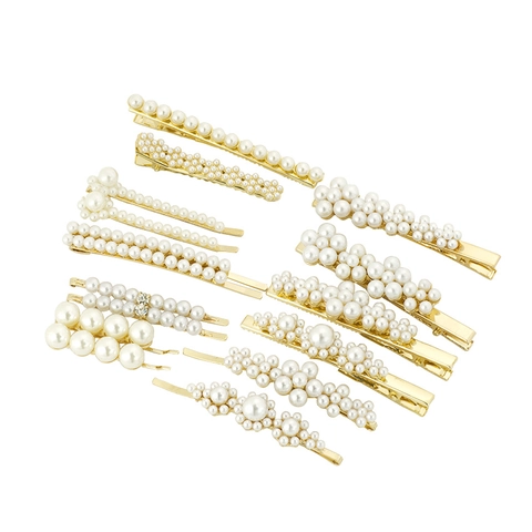 Elegant Artificial Pearl Hair Clips For Women Girls Zinc Alloy Gold Metal Rhinestone Barrette Korean Ins Style Hairpins