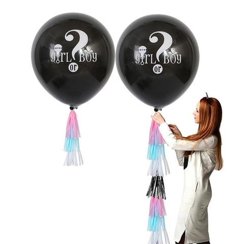 Großer Gender Reveal Ballon Latex Schwarz Rund Bedruckt Boy Or Girl Fragezeichen Babyparty Dekoration Zubehör