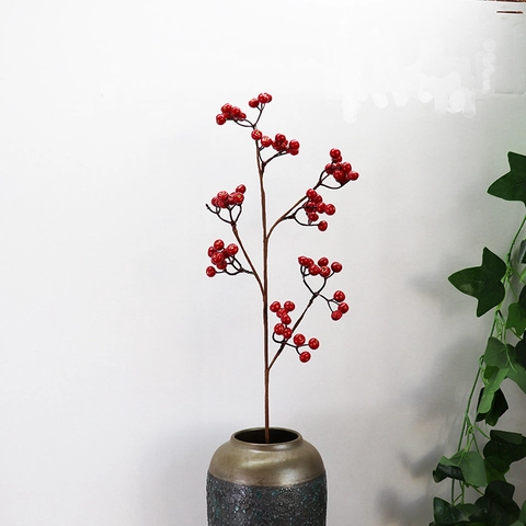 Kunstmatige Rode Bes Takken Schuim Fruit Stelen Voor Huis Decoratie Bruiloft Kerstmis Feest Bloemen Arrangement Lange Steel