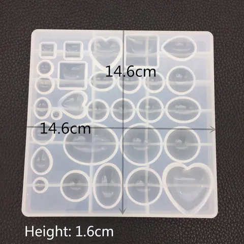 Mini Moule En Silicone Multi-Forme Pour Coulée De Résine Surface Miroir Outil De Fabrication De Bijoux Pendentif Coeur Rond