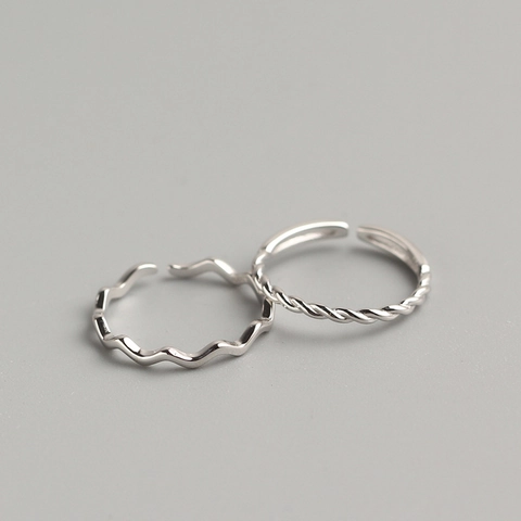 925 Sterling Silber Verstellbare Ringe Wellen Twist Design Minimalistischer Fingerschmuck Damen