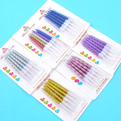 Spiral Geburtstagstorte Kerzen Metallic Bunt Paraffinwachs Mit Haltern Party Feier Dekoration Neuheit