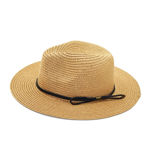 Straw Fedora Hat Woven Panama Style Sun Protection Breathable Beach Summer Vacation Unisex With Decorative Rope
