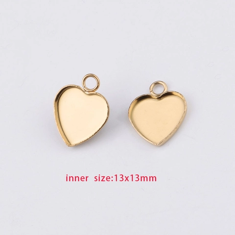 Base De Pendentif En Forme De Cœur Acier Inoxydable Plaqué Or Plateau Cabochon Bricolage Bijoux Trouvaille Lunette Vierge Pour Pendentifs