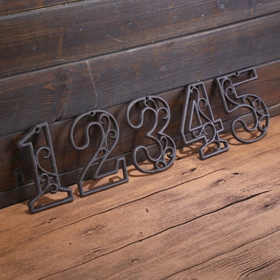 Gietijzeren Decoratieve Huisnummers Letters Metaal Retro DIY Deur Adresbord Voor Café Bar Wanddecoratie