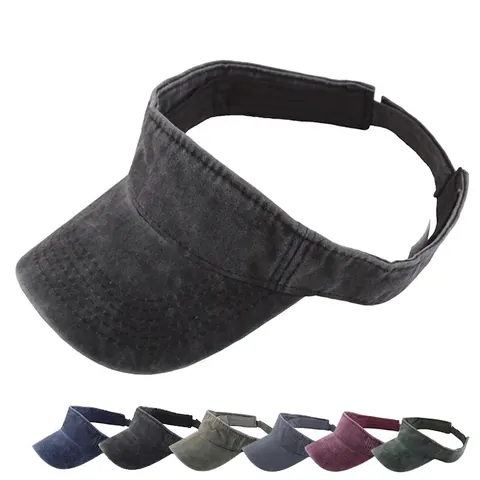 Visiera Parasole Cotone Lavato Cappello Senza Parte Superiore Vintage Regolabile Sport All Aperto Donne Uomini