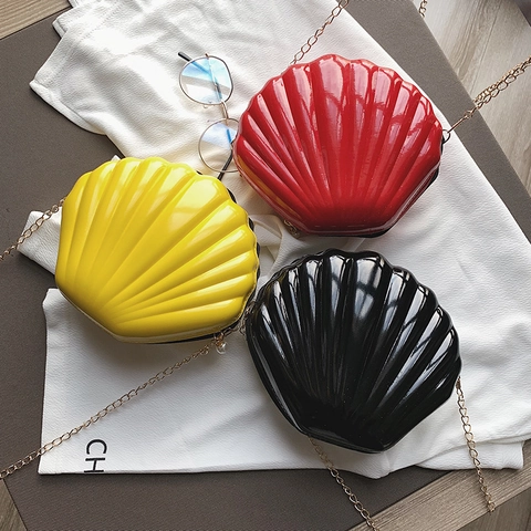Borsa A Tracolla A Forma Di Conchiglia Pelle PU Catena In Metallo Perla Artificial Borsa A Spalla Alla Moda Per Donna
