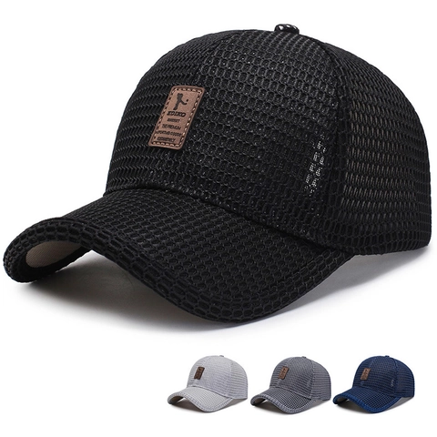 Gorra De Béisbol De Malla De Verano Nylon Transpirable Sombrero Trucker Con Parche De Cuero Para Deportes Al Aire Libre Golf