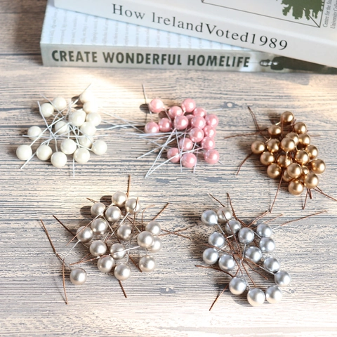 Künstliche Beerenstiele Metallic Perlmutt Schaumstoff Beeren Picks Mit Eisendrahtstiel Für DIY Handwerk Haus Blumendekor