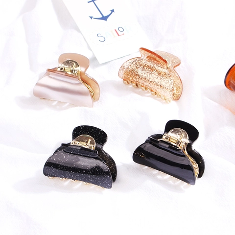 Pinzas Para El Cabello Acrílico Brillo Brillante Patrón De Mármol Horquillas Dientes De Metal Accesorios Elegantes Mujer