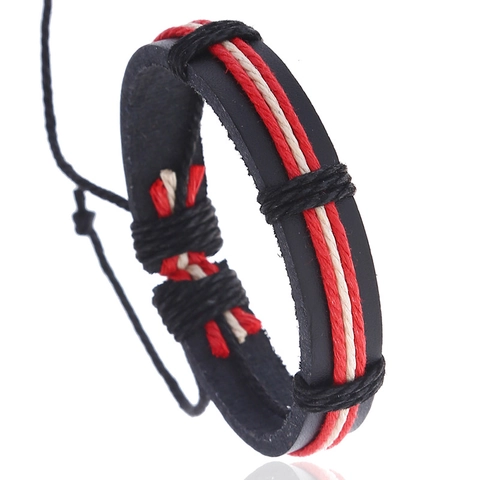 Vintage Woven Bracelet Synthetic Leather And Hemp Rope Braided Adjustable Punk Retro Style Jewelry For Men Women