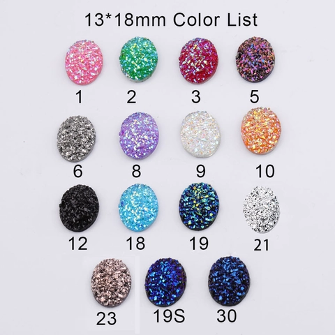 Resin Oval Druzy Cabochons Starry Glitter Flatback Jewelry Making DIY Crafting Findings For Earring Ring Base Decor