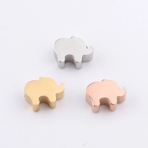 Elephant Shape Small Hole Spacer Beads 304 Stainless Steel High Polished Animal Charm Jewelry Making Accessories