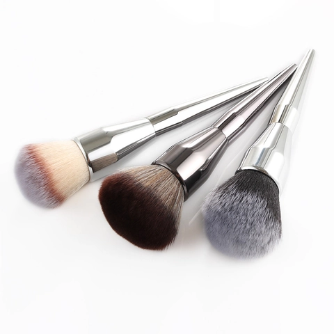 Large Powder Brush Soft Synthetic Fiber Bristles Professional Face Makeup Blush Setting Tool With Plastic Pointed Handle