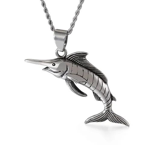 Pendente Pesce Spada Marlin Vintage In Acciaio Inossidabile 316L Gioielli Animali Punk Per Uomini
