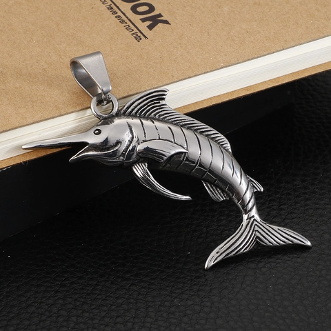 Edelstahl Schwertfisch Fächerfisch Anhänger Halskette Nautischer Seetier Schmuck Cooles Accessoire Für Herren Damen