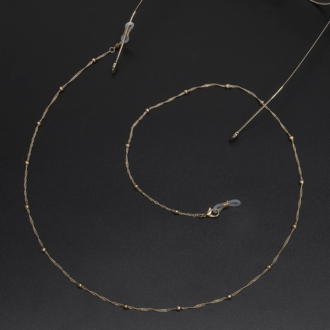 Glasses Chain Golden Metal Beaded Satellite Lanyard Anti-slip Eyewear Holder Strap Fashion Accessories For Women