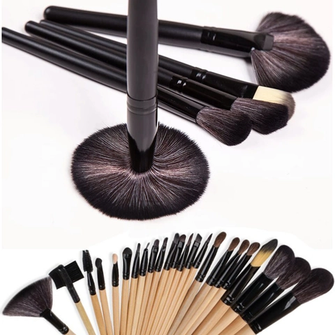 Professional Makeup Brushes Pony Hair Synthetic Fiber Wood Handle PU Storage Bag Cosmetic Tools Foundation Eye Shadow Powder