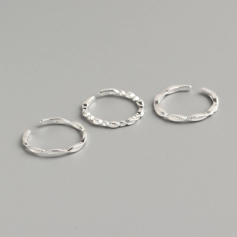Minimalist 925 Sterling Silver Baroque Wave Hollow Open Ring For Women Adjustable Polished Finger Ring Jewelry Gift