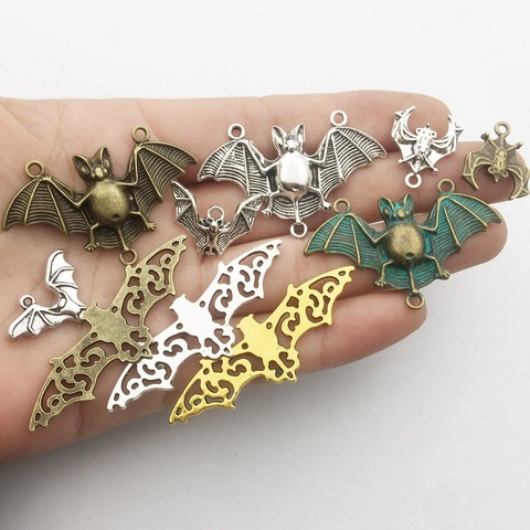 Vintage Legierung Fledermaus Anhänger Halloween Charms Mixed Styles Schmuckherstellung DIY Zubehör