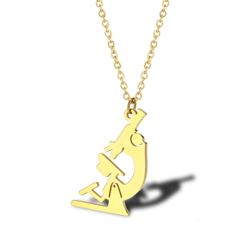 Collar con Colgante de Microscopio Creativo para Mujer de Acero Inoxidable Instrumento Médico Biológico Estilo Ciencia Joyería
