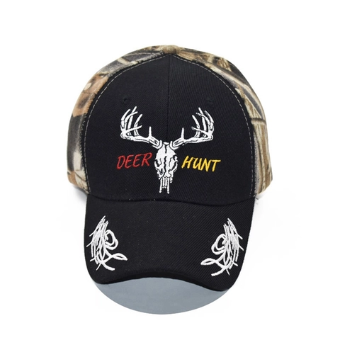 Men Outdoor Hunting Baseball Cap With Deer Skull Embroidery Camouflage Pattern Adjustable Cotton Retro Sport Hat